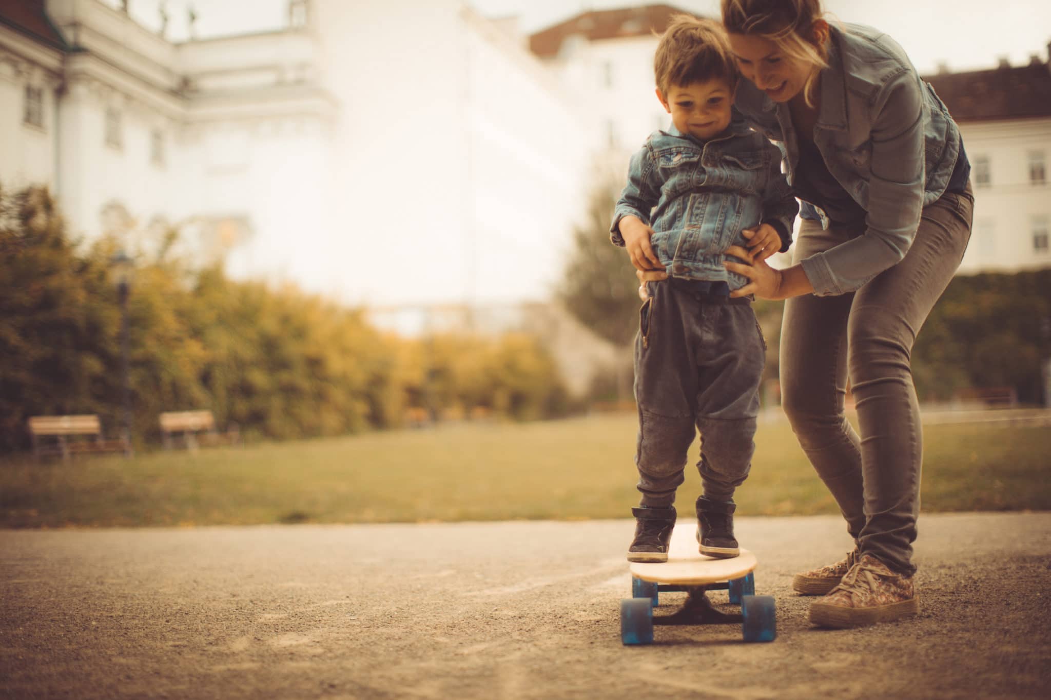 Child balancing on skateboard